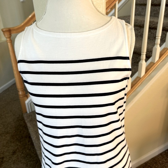 Lauren Jeans Company Ralph Lauren Navy/White Striped tank dress w/ crochet hem - Picture 5 of 11